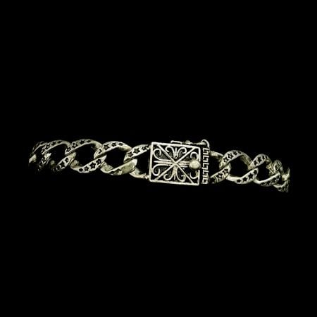Oxidised Stary Curb Chain 92.5 Sterling Silver Bracelet For Men